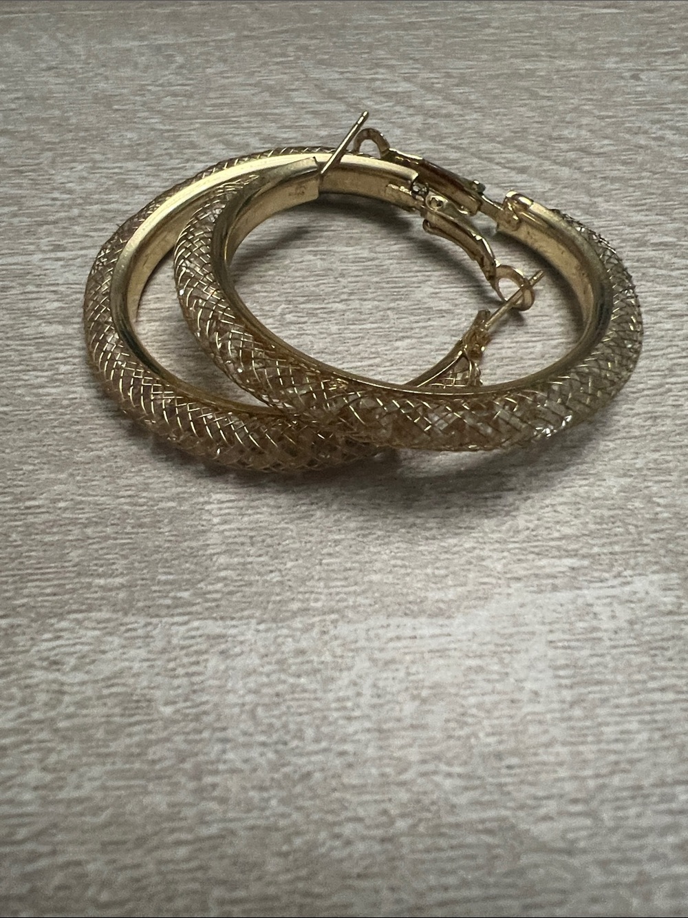 Gold Textured Hoop Earrings - Classic Women's Jewelry